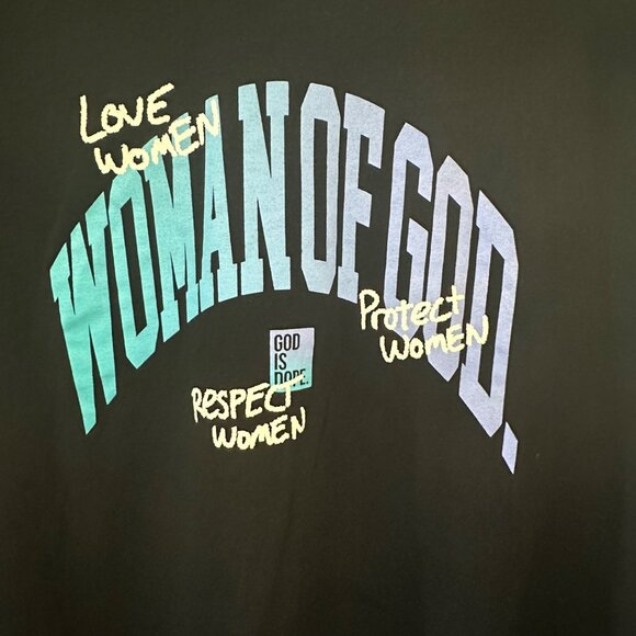 Gildan 2XL Heavy Cotton Black T-Shirt With "Woman Of God" & Inspirational Text D - Picture 5 of 6